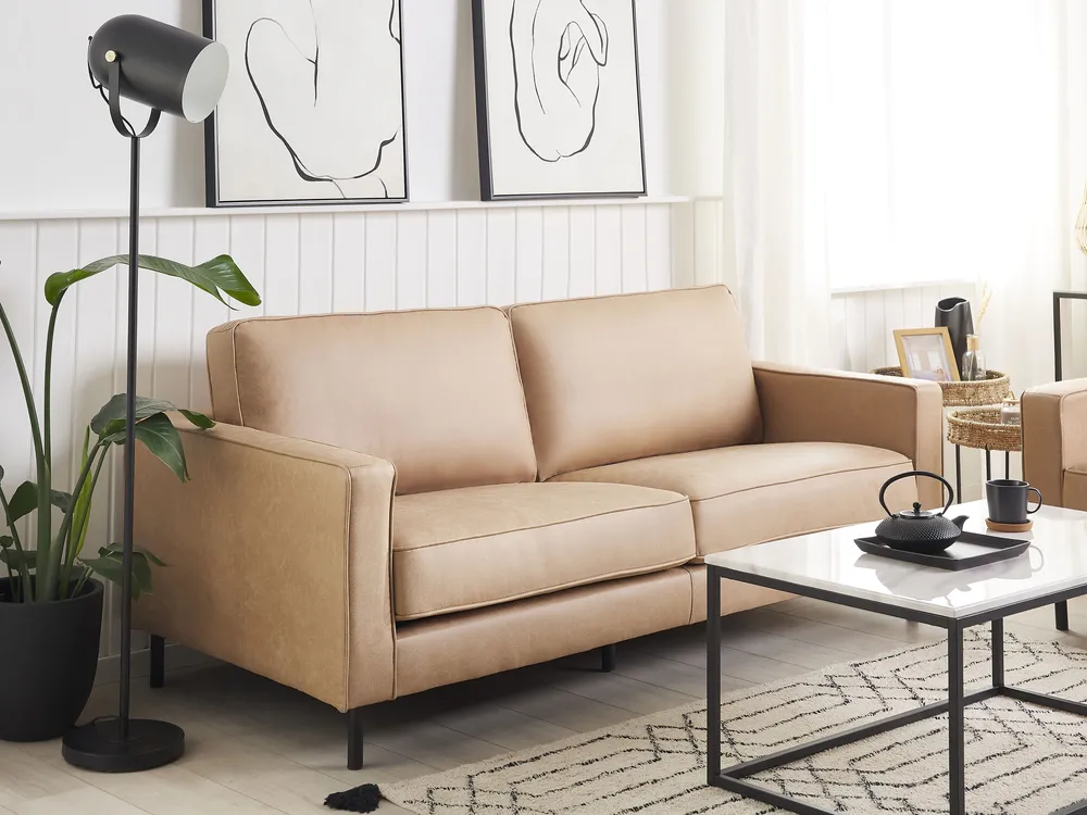 Sofa 3-Sitzer SAVALEN Kunstleder Beige