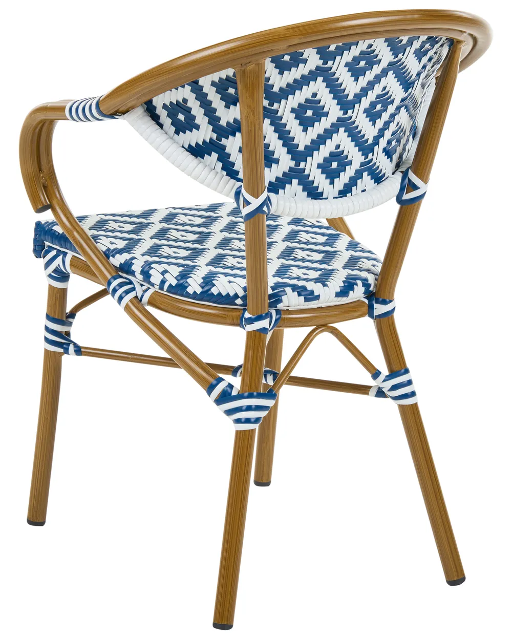 Gartenstuhl 4er Set CASPRI Polyrattan Blau / Weiß_1090663