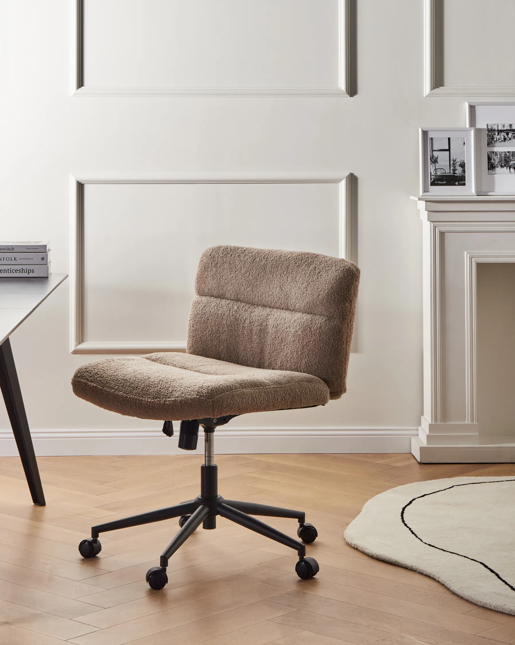 Schreibtischstuhl CATLIN Bouclé Beige_1009948