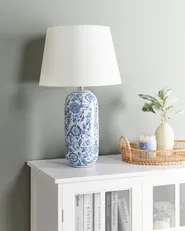 Tischlampe AIBONITO Porzellan Weiß / Blau_961532