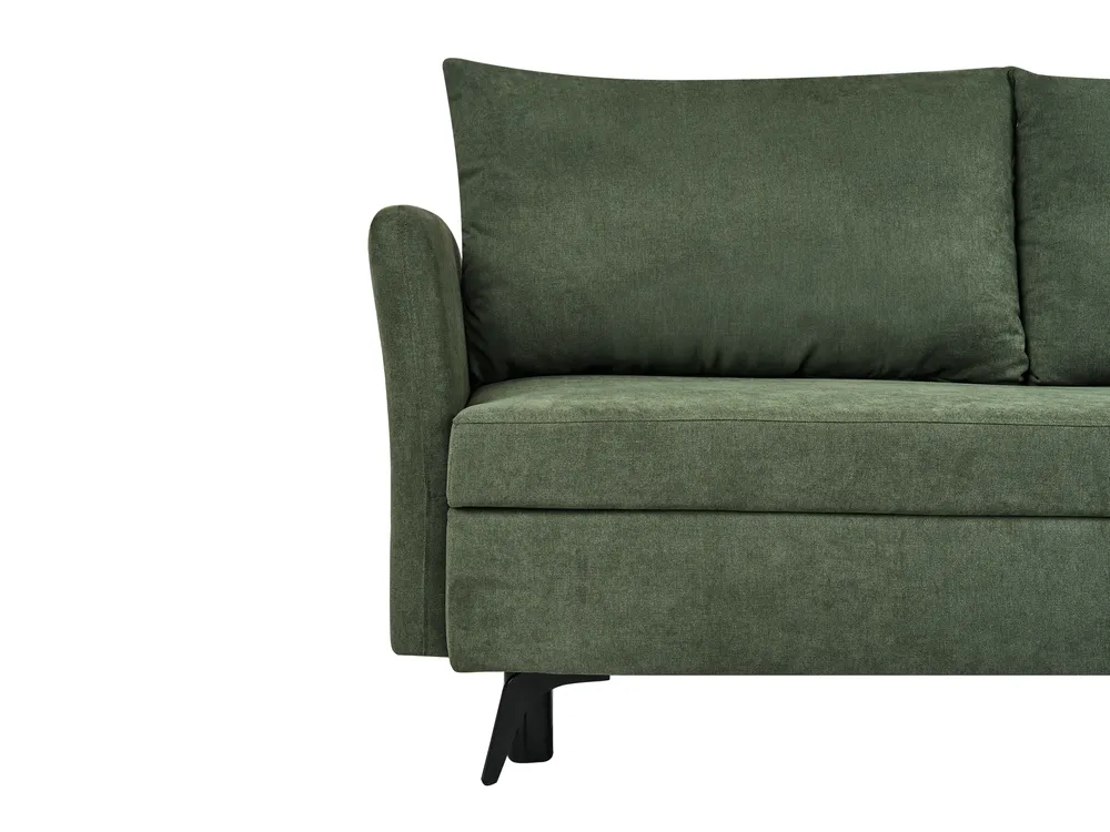 Eckschlafsofa 3-Sitzer KOGE mit Stauraum Stoff Grün linksseitig_1087918