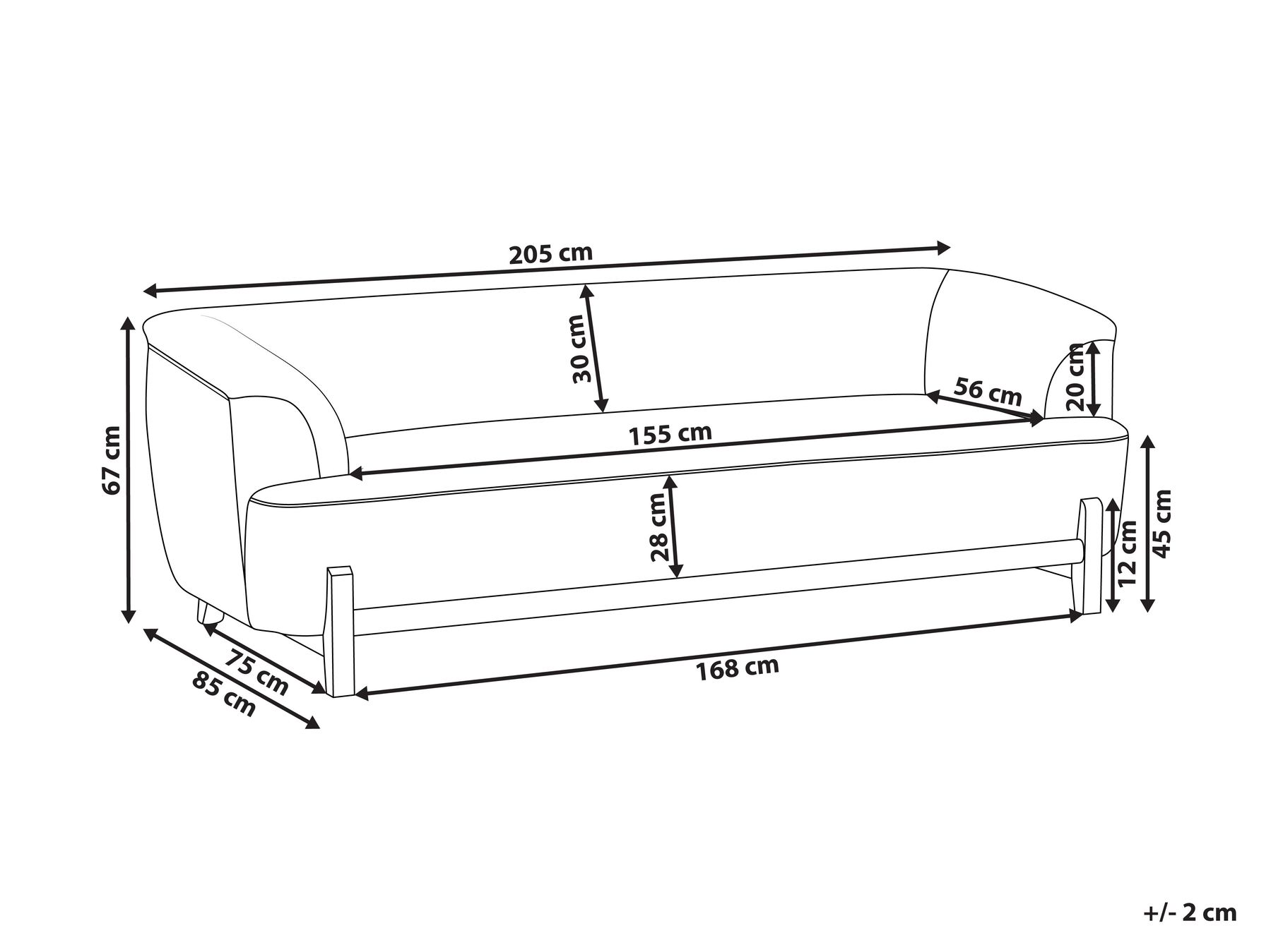 Sofa 3-Sitzer ALNOR Chenillegewebe Braun_1019062