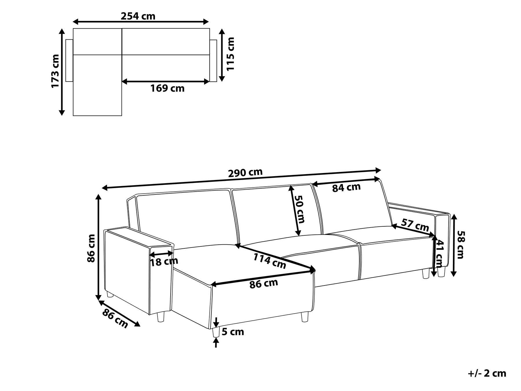 Eckschlafsofa 3-Sitzer ROMEDAL II Stoff Graphitgrau rechtsseitig_971441
