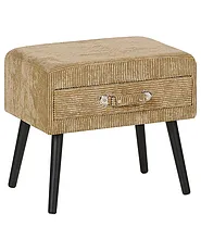 Table de nuit à 1 tiroir EUROSTAR Velours côtelé Beige foncé_884884
