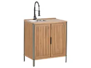 Outdoor-Küche 3er Set mit Spüle IVREA Braun / Schwarz zertifiziertes Akazienholz_988406