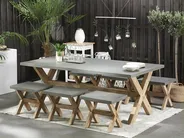 Gartenmöbel Set mit Hockern 6-Sitzer OLBIA Beton Grau_771455