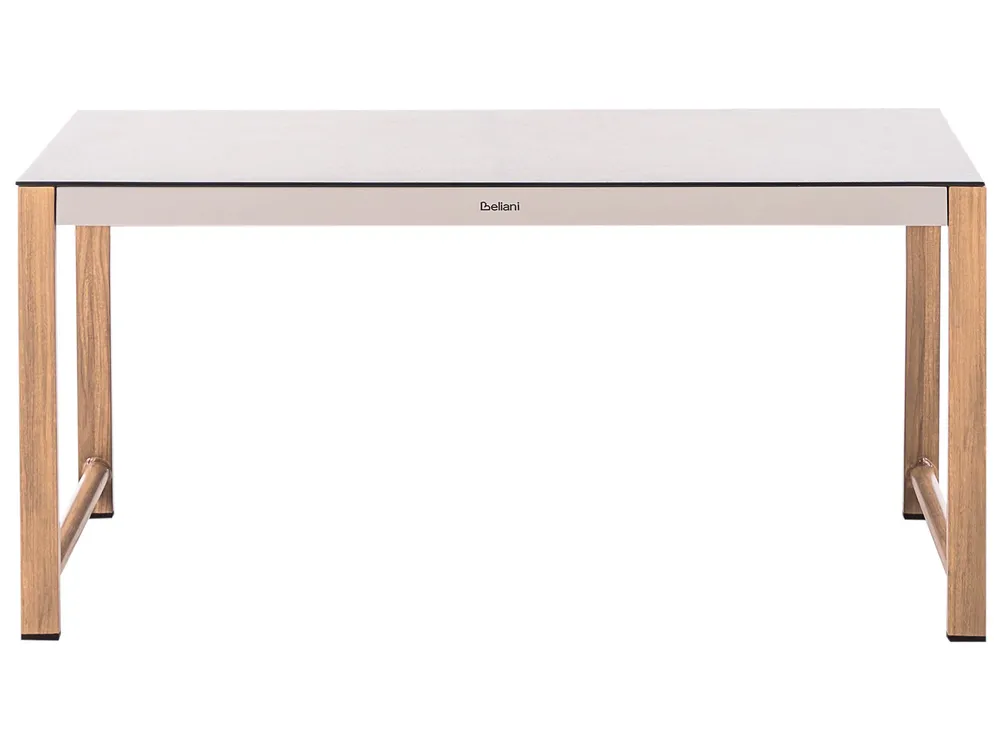Lounge Set mit Tisch und Ottomane 5-Sitzer NOLA Metall Hellbeige_998414