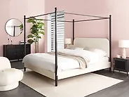Himmelbett Bouclé DANNEMOIS 180 x 200 cm Cremeweiß_1184512
