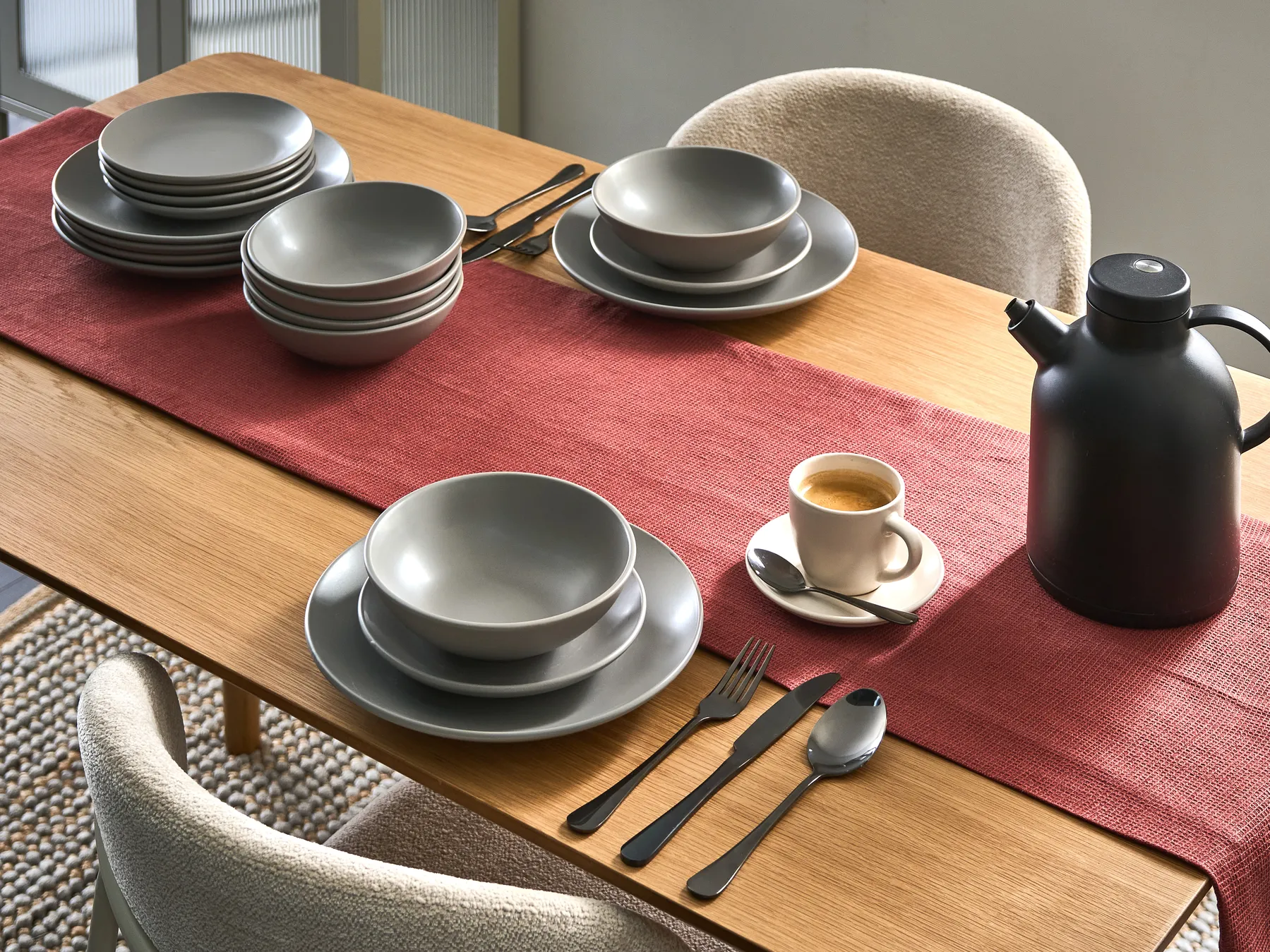 Set of 18 Dinnerware VIVANI Stoneware Grey_1041883