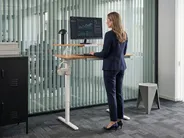 Schreibtisch elektrisch höhenverstellbar WILBANKS 120 cm 60 cm mit USB-Anschluss Hellbraun / Weiß_1031191