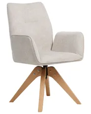 Esszimmerstuhl drehbar MOKENA Kunstleinen Hellbeige_965238