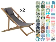 Set van 2 inklapbare ligstoelen AVELLINO met vervangingshoezen Acaciahout Donkerbruin_860251