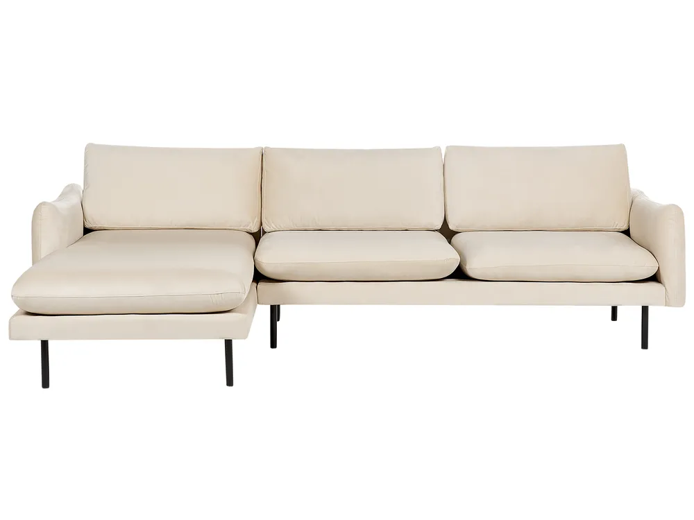 Ecksofa 4-Sitzer VINTERBRO Samtstoff Hellbeige rechtsseitig