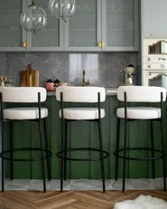 Set mit 2 Barstühlen ALLISON Bouclé Weiß_976523