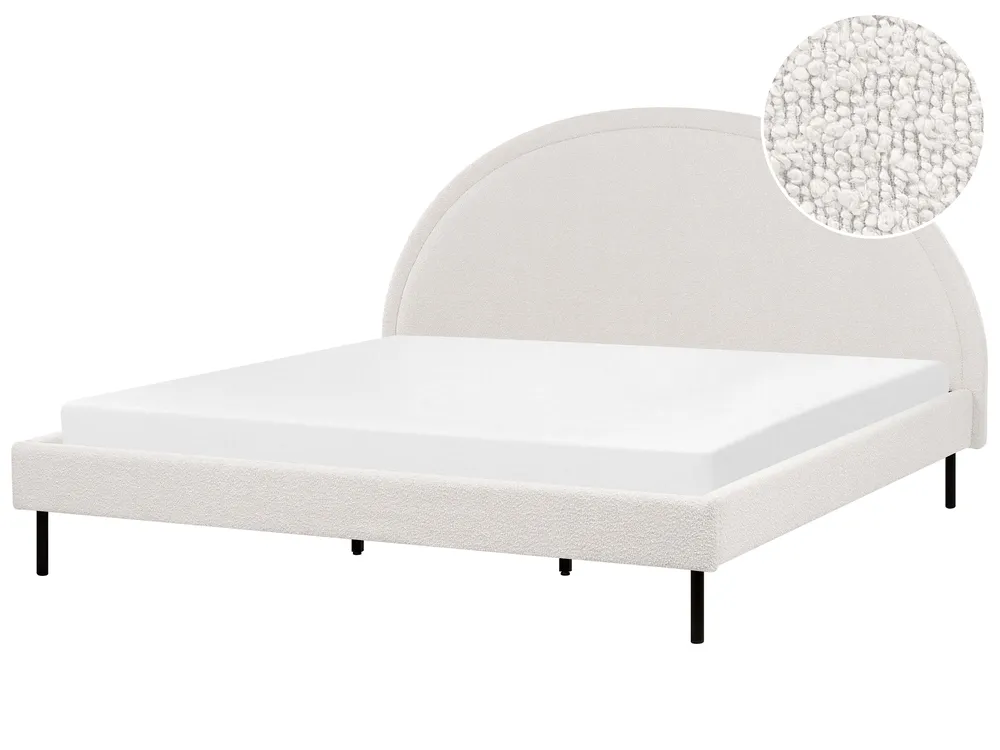 Bett mit Lattenrost Bouclé MARGUT 180 x 200 cm Weiß