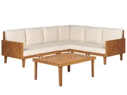 Garden Corner Sofa with Table 4 Seater BARATTI Acacia Wood Brown Left Hand_868946
