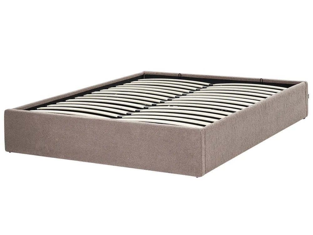 Bett mit Stauraum ohne Kopfteil DINAN Bouclé Taupe 140 x 200 cm_1061927