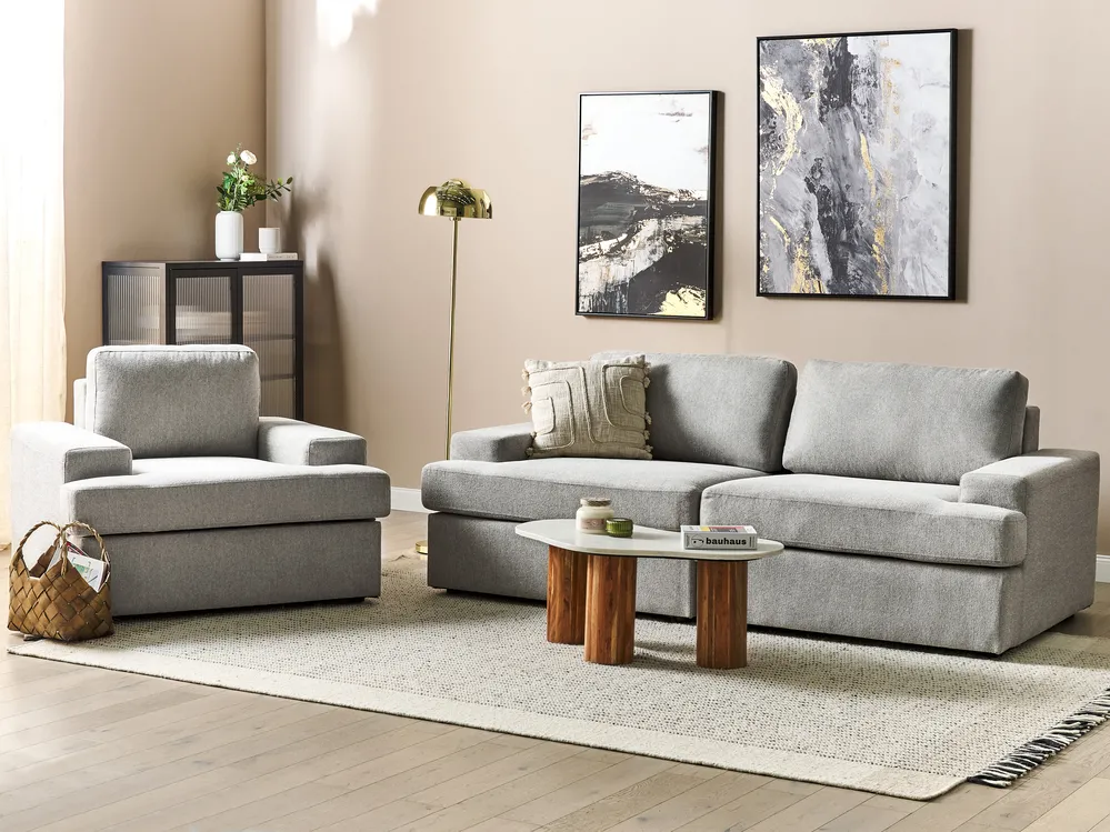 Sofa Set 4-Sitzer ALLA Stoff Hellgrau