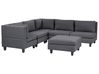 Modul Ecksofa 5-Sitzer UNSTAD mit Ottomane Stoff Dunkelgrau rechtsseitig