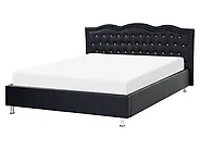 Bett mit Lattenrost Kunstleder METZ 160 x 200 cm Schwarz_1173782