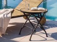 Outdoor Beistelltisch LASCARI 45 cm 45 cm Akazienholz Hellbraun_1101687