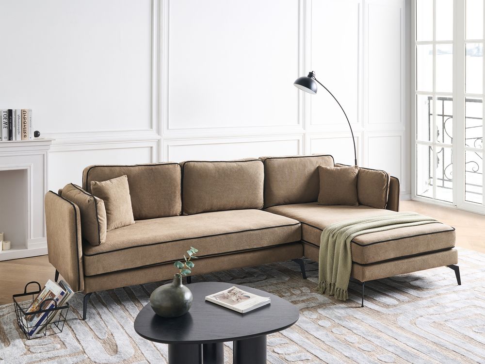 Corner Sofa ALTAN Fabric Brown Left Hand