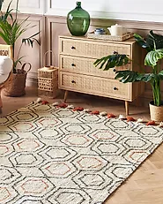Rug HAJIPUR Beige 160 x 230 cm Cotton_1179238