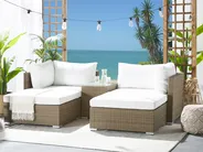 Lounge Set mit Tisch 2-Sitzer NOTO modular Polyrattan Hellbraun_780010