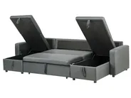 U-Shape Sofa Bed 5 Seater SOMMEN with Storage Fabric Dark Grey_987197