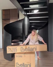 LED Floor Lamp ESKALDE with Remote with Dimmer Metal Black | Beliani.hr