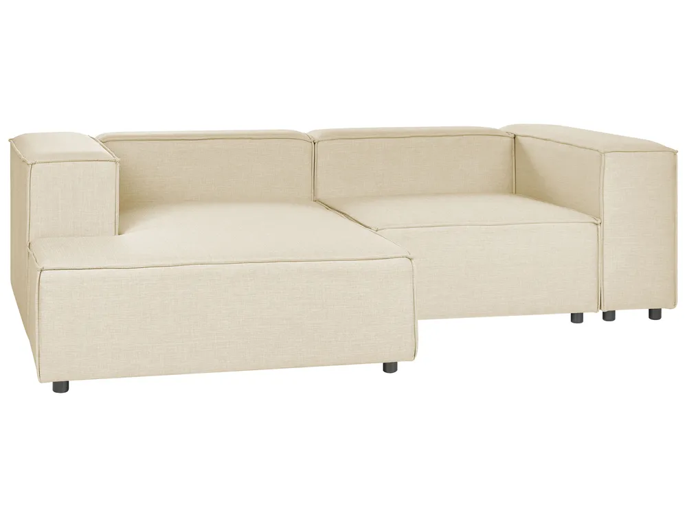 Modular Corner Sofa 2 Seater APRICA Faux Linen Beige Right Hand_856931