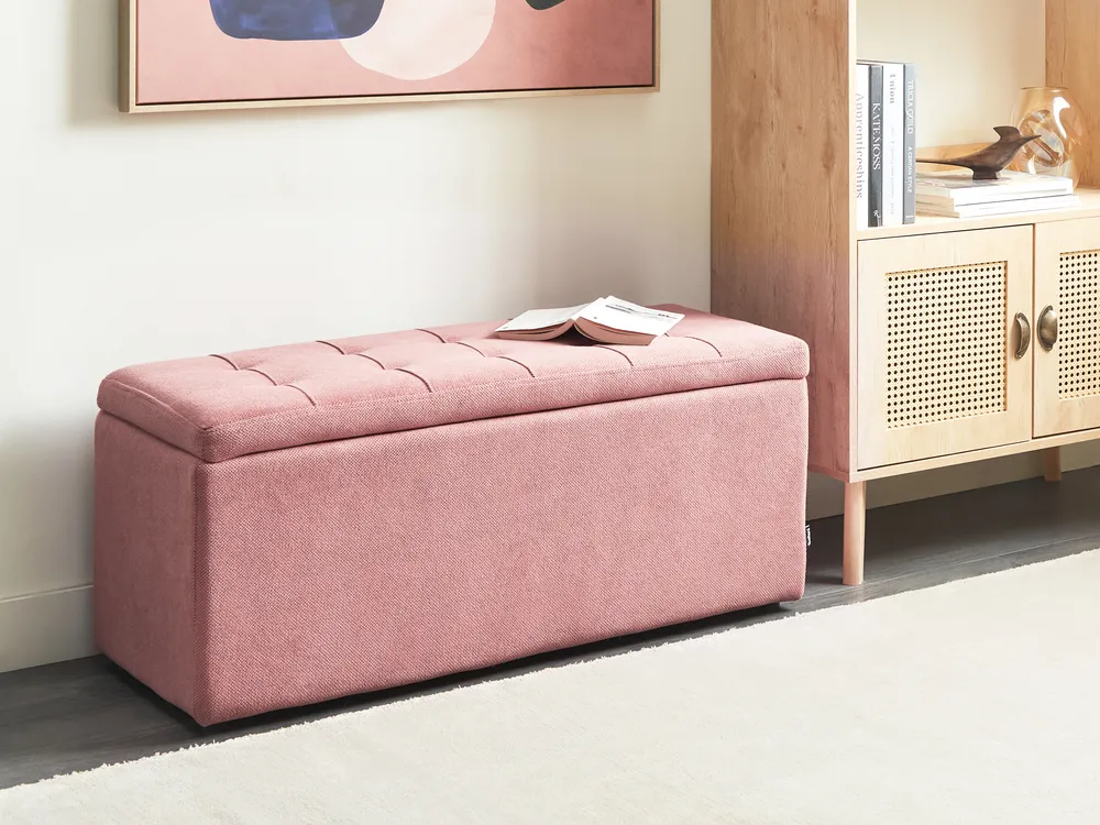 Ottomane mit Stauraum OREM Stoff Rosa