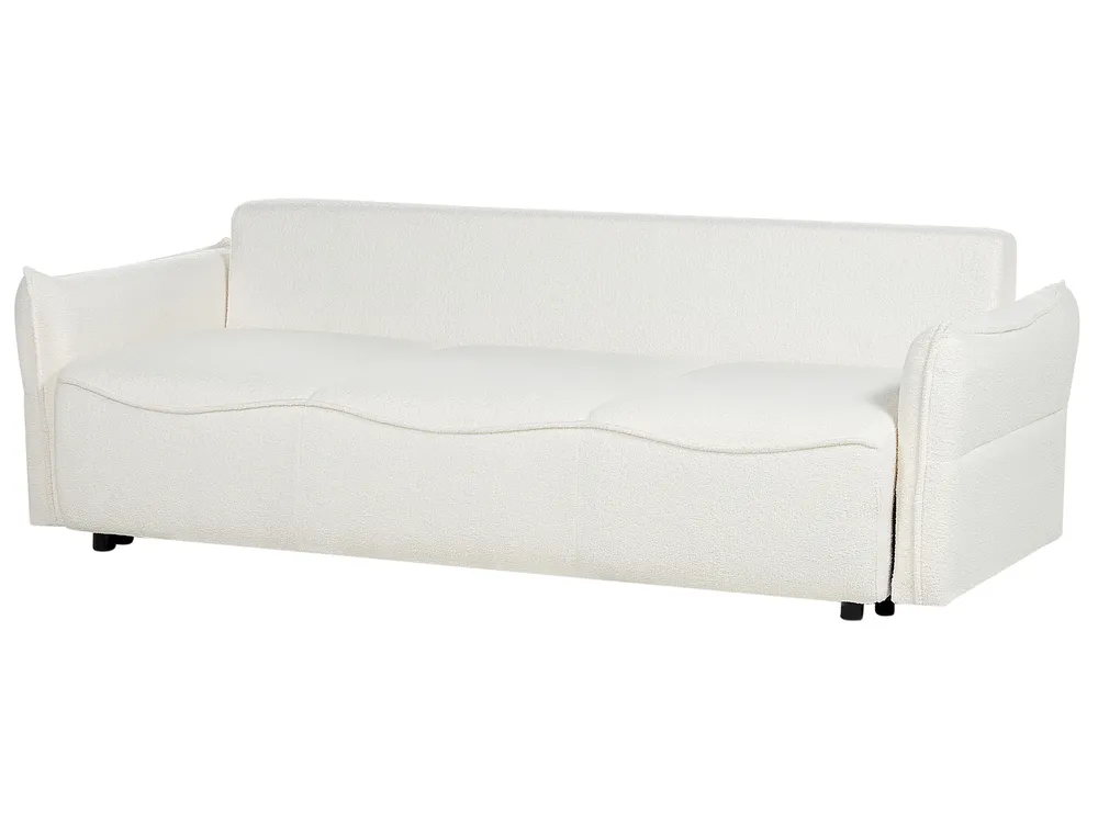 Schlafsofa 3-Sitzer KRAMA mit Stauraum Bouclé Weiß_887856