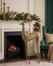 Freistehende Weihnachtsdekoration PELLO 126 cm Rentier Gold_1178084