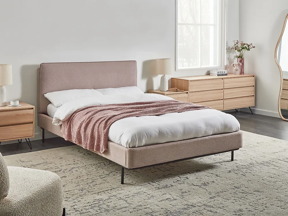 Bett mit Lattenrost Stoff CORIO 140 x 200 cm Taupe_1186063