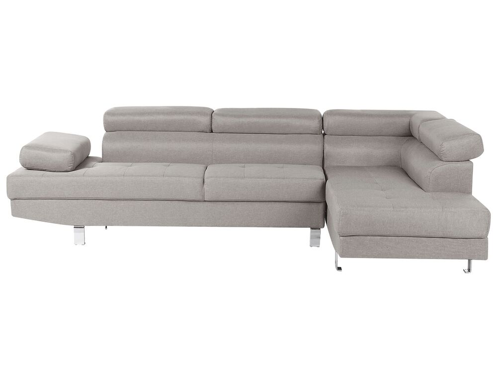 Corner Sofa 5 Seater NORREA Fabric Light Grey Left Hand