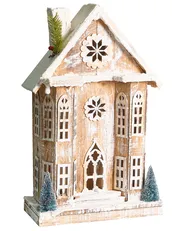 Weihnachtsdekoration LED UNARI 50 cm Haus Hellbraun_1027871