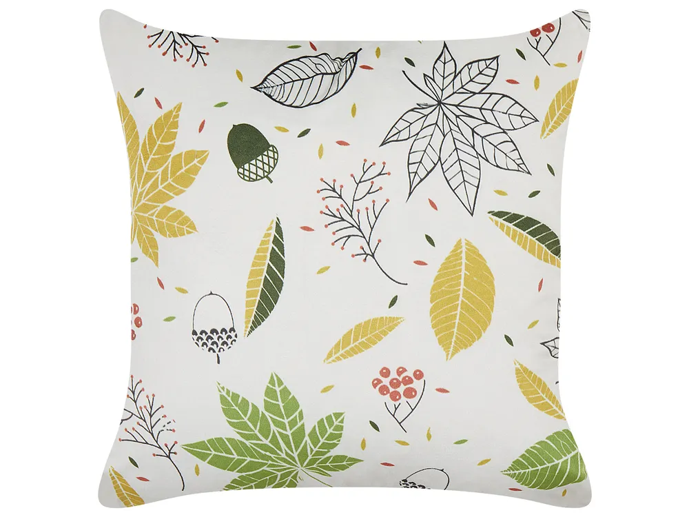 Set of 2 Decorative Cushions MULLEIN 45 x 45 cm Velvet Multicolour Plant Pattern_834925