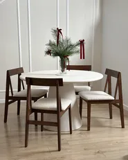 Esszimmerstuhl 2er Set ISLE Holz Braun / Beige_957062