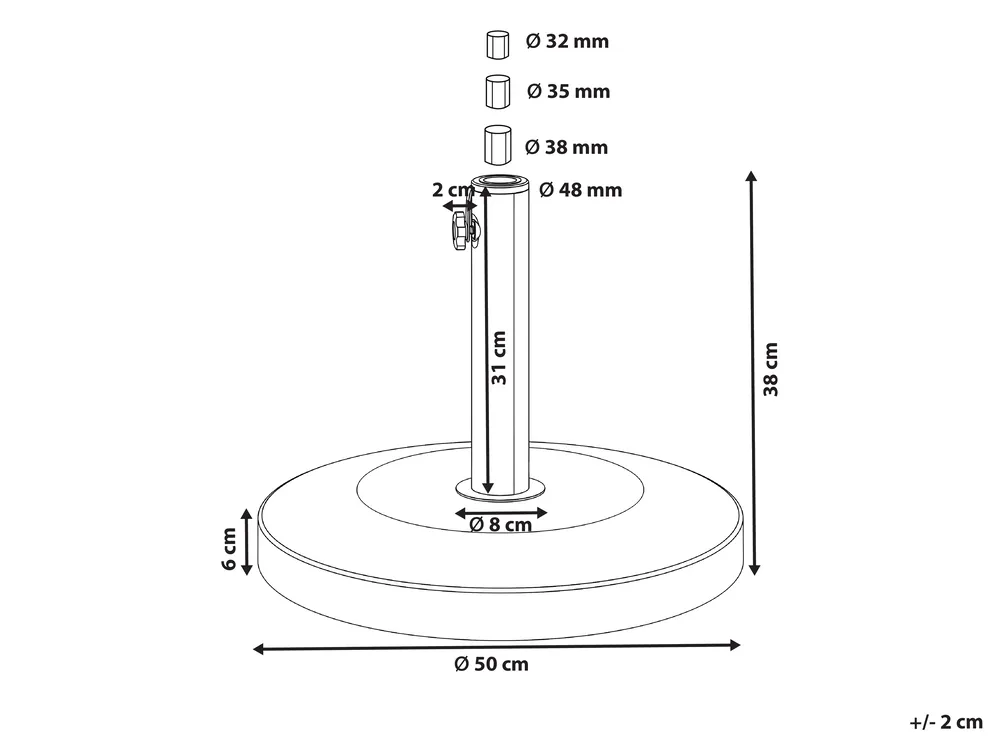 Sonnenschirmfuß CRAVEGGIA Rund Silber 25 kg_1066102