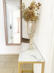 Console Table DELANO Tempered Glass Marble/ Gold_800638