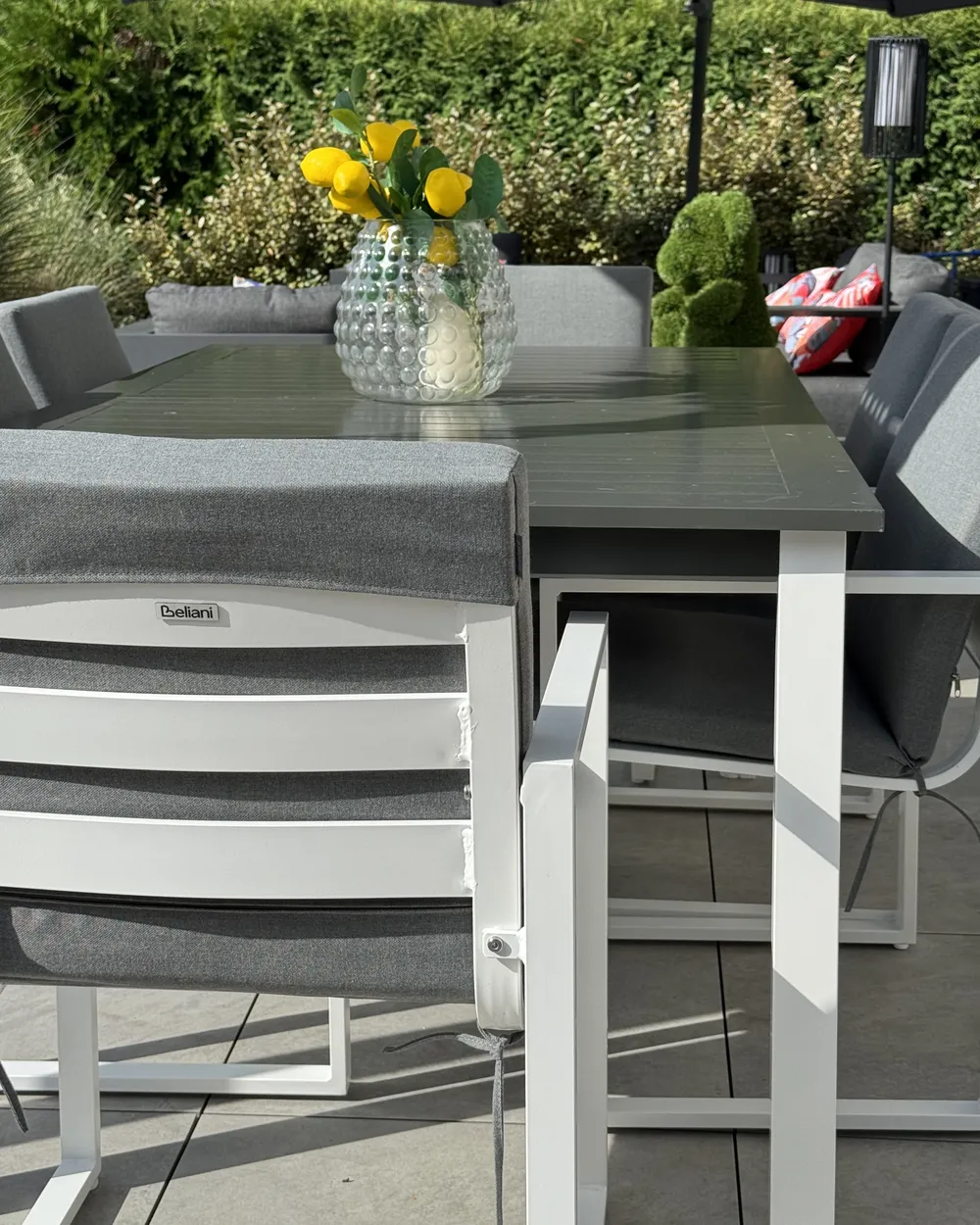 Gartenmöbel Set 6-Sitzer PANCOLE inkl. Kissen Metall Grau_1017822