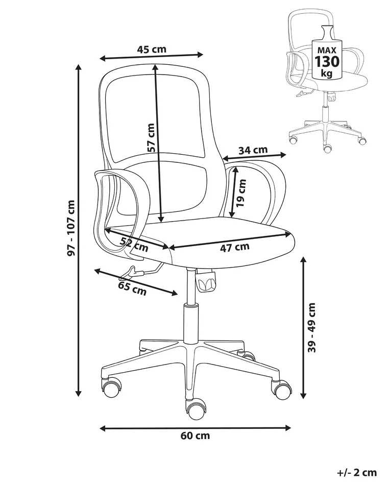 Scaun ergonomic SENTA Gri - Beliani.ro