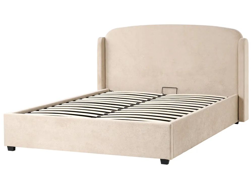 Bett mit Stauraum BERNAY Stoff Taupe 160 x 200 cm_1025726
