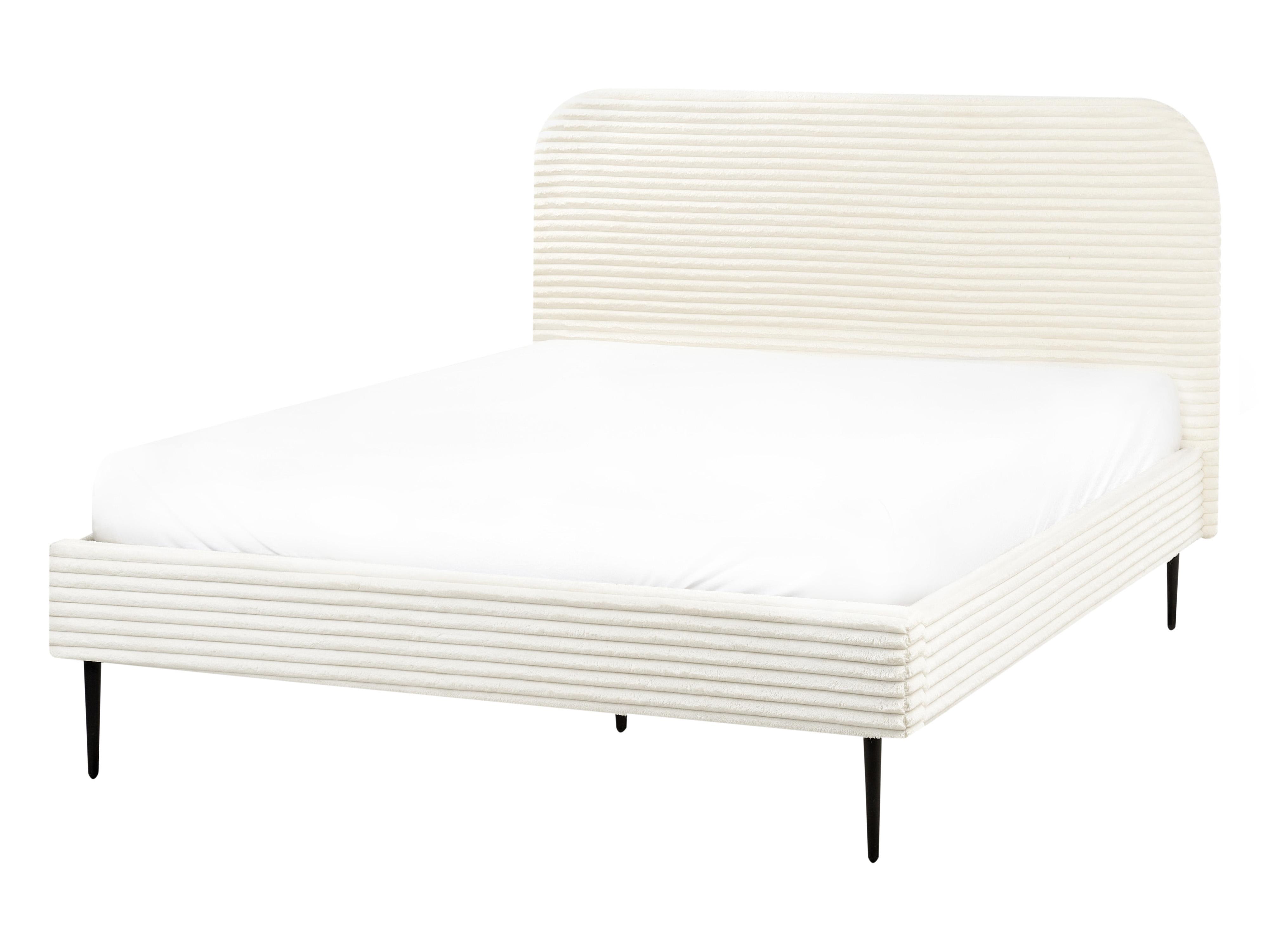 Bed Corduroy FLAYAT 140 x 200 cm (EU Double) Off-White_967642