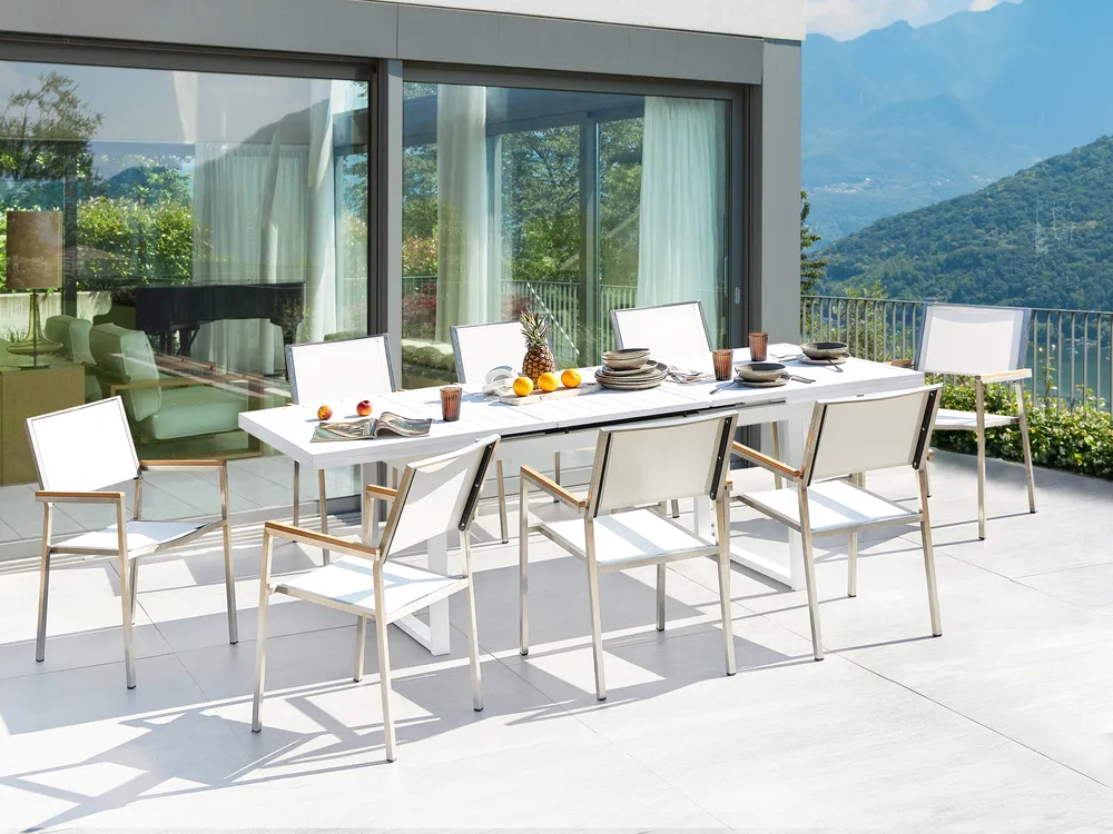 Gartenmöbel Set 8-Sitzer VALCANETTO/GROSSETO Metall Weiß