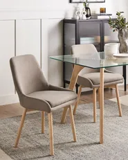 Set of 2 Dining Chairs MELFORT Fabric Brown_958184