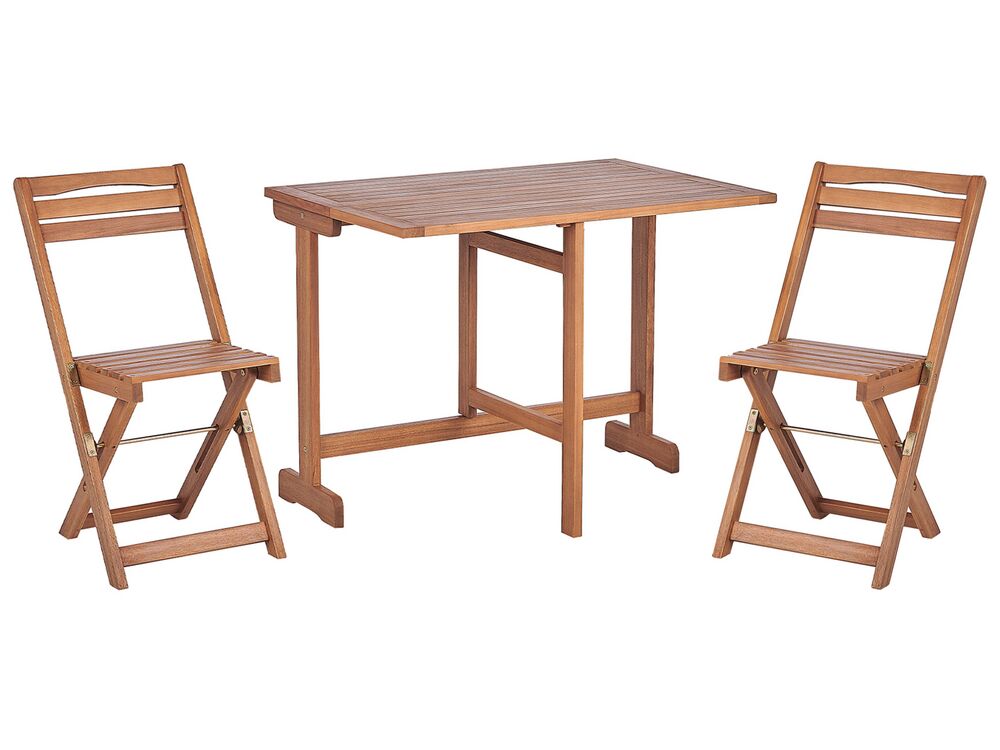 Bistro Set Folding LENOLA Acacia Wood Brown