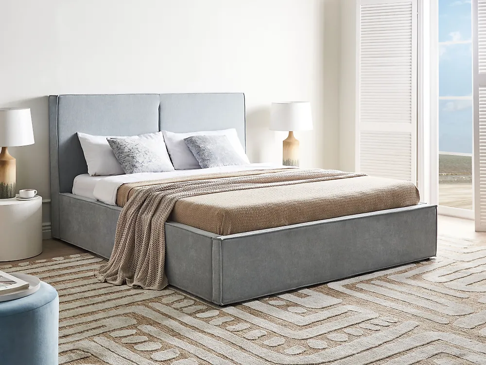 Ottoman Bed MOISSAC Chenille Light Blue 160 x 200 cm (EU King Size)_1186969