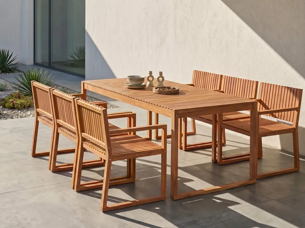 Gartenmöbel Set 6-Sitzer SASSARI II zertifiziertes Akazienholz Hellbraun